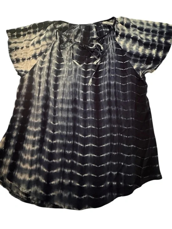 White and navy tie dye blouse - Picture 1 of 3